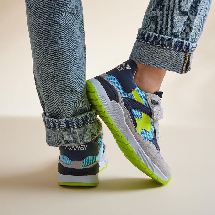 Shoesme leren sneakers grijs blauw Jongens Leer Effen 27 - Foto 2