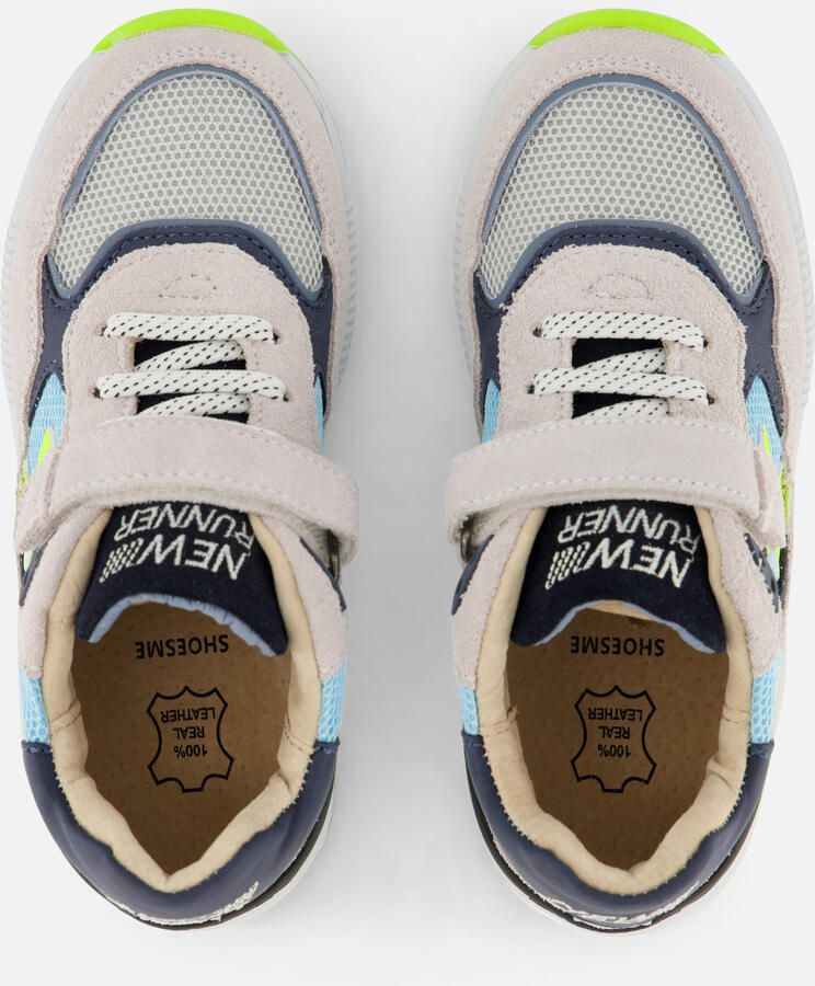 Shoesme leren sneakers grijs blauw Jongens Leer Effen 35 - Foto 3