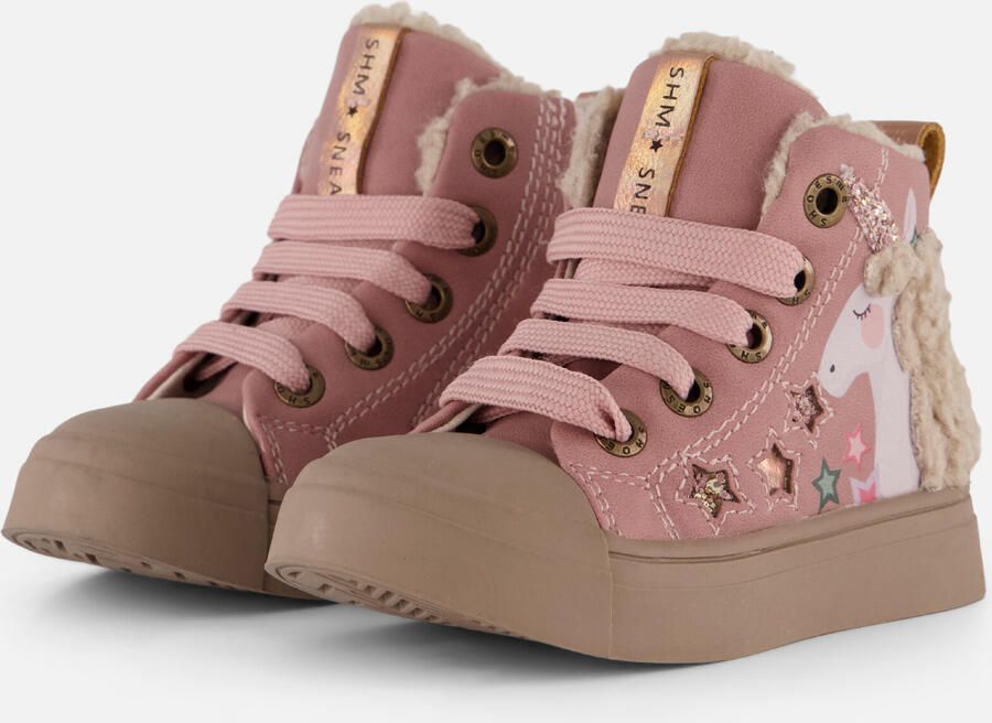 Shoesme Unicorn Veterboots roze Leer Kinderschoenen - Foto 4