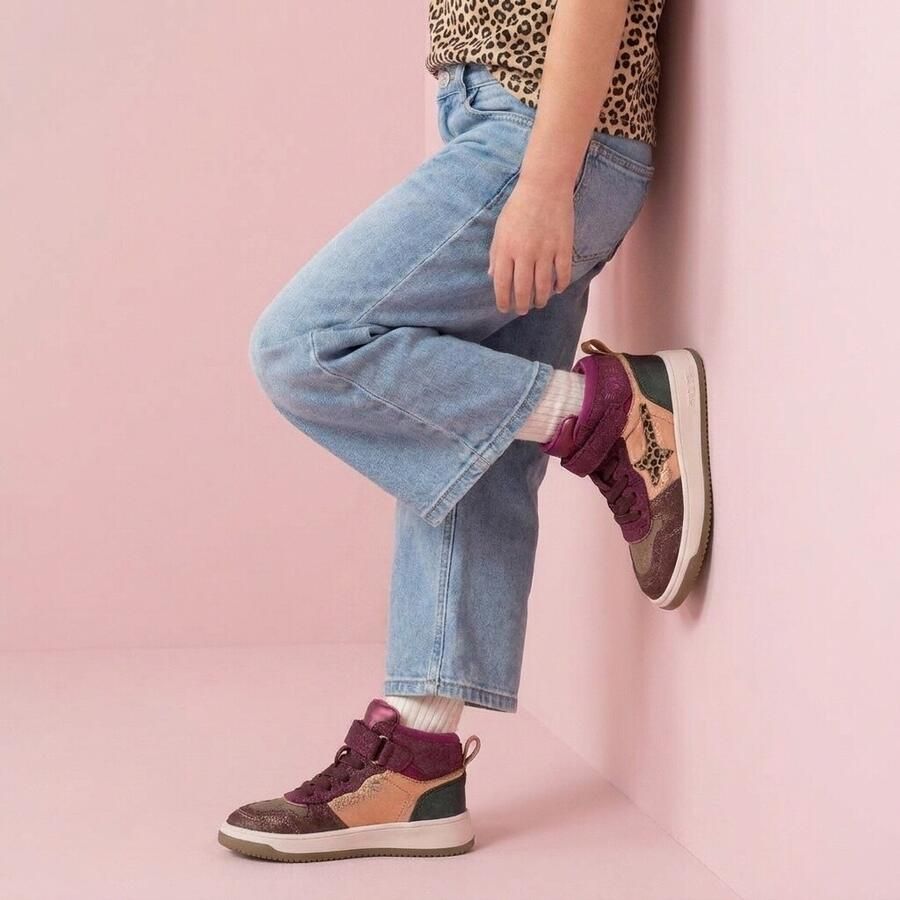 Shoesme suède sneakers met glitters paars groen donkerrood - Foto 3