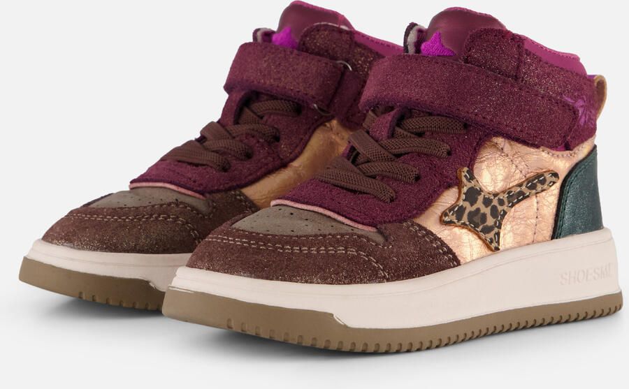 Shoesme suède sneakers met glitters paars groen donkerrood - Foto 7