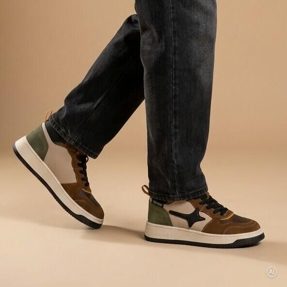 Shoesme No25w100 Sneakers Jongens Leren Sneaker Cognac
