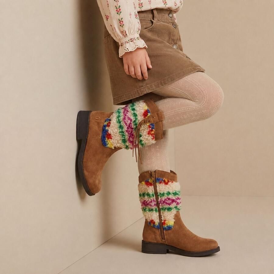 Shoesme western suède laarzen met franjes cognac beige roze Bruin - Foto 7