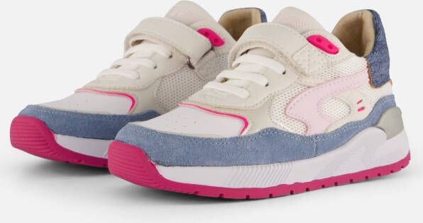 Shoesme Sneakers Meisjes Jeans Blue Fuchsia Leer