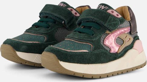 Shoesme leren sneakers donkergroen roze - Foto 4