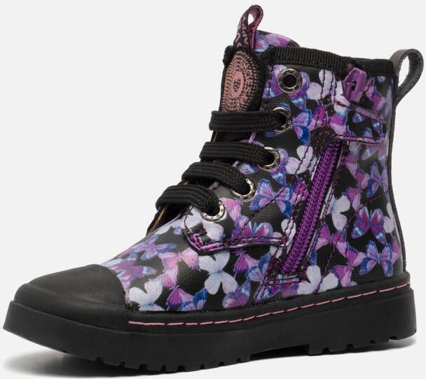 Shoesme Boot Biker Black Pink Butterfly SW21W011 A Zwart 24