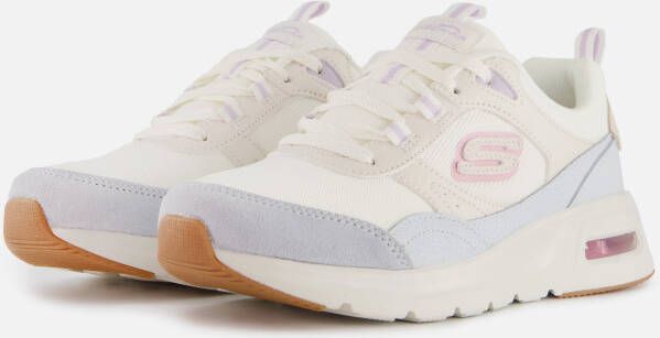 Skechers Beige Leren en Textiele Sneaker met Pastelkleurige Details Beige Dames