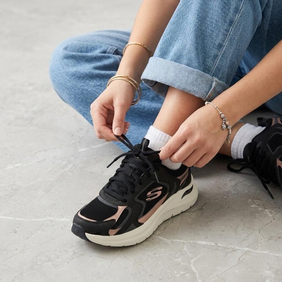 Skechers ARCH FIT 2.0-VINTAGE LUXE Dames Sneakers Zwart Rose Gold