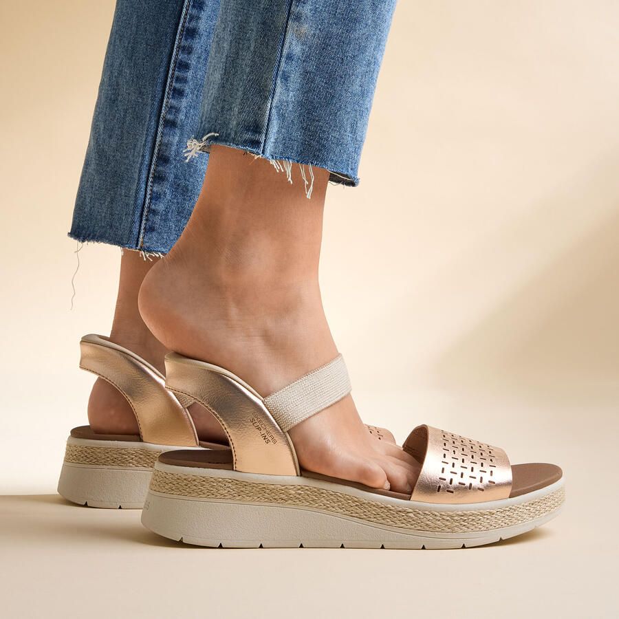 Skechers Slip-ins Bobs Sun Ray Step Aside Dames Sandalen Goud - Foto 3