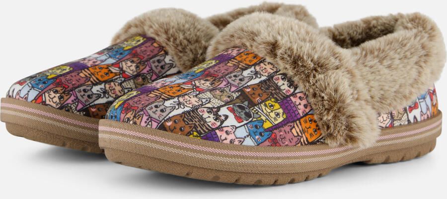 Skechers Pantoffels TOO COZY CHIC CAT Huisschoen met grappige kattenprint
