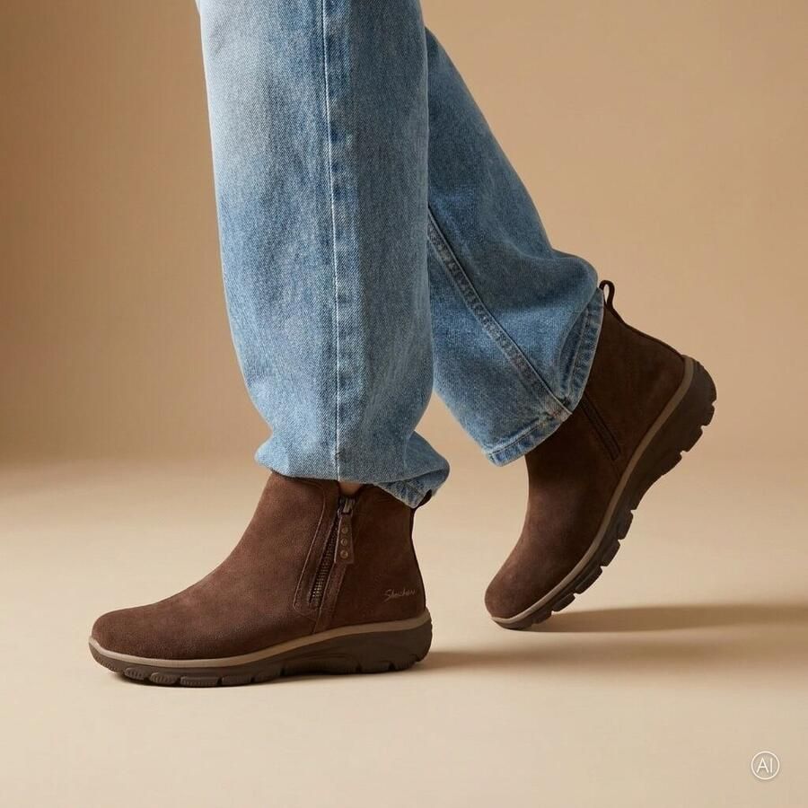 Skechers Easy Going Enkellaarsjes bruin Suède