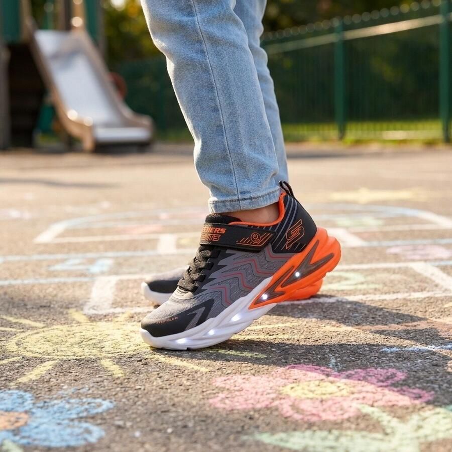 Skechers FLEX-GLOW ULTRA PRISM-PACER Jongens Veterschoenen Zwart Charcoal Rood