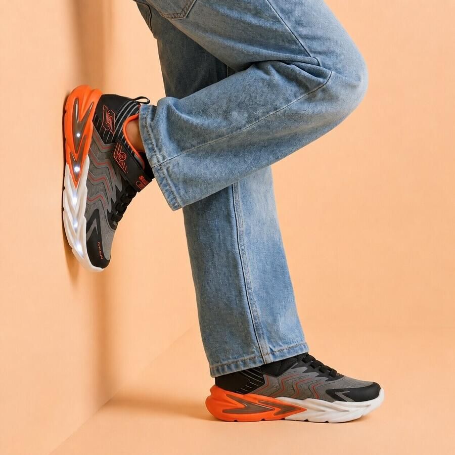 Skechers FLEX-GLOW ULTRA PRISM-PACER Jongens Veterschoenen Zwart Charcoal Rood