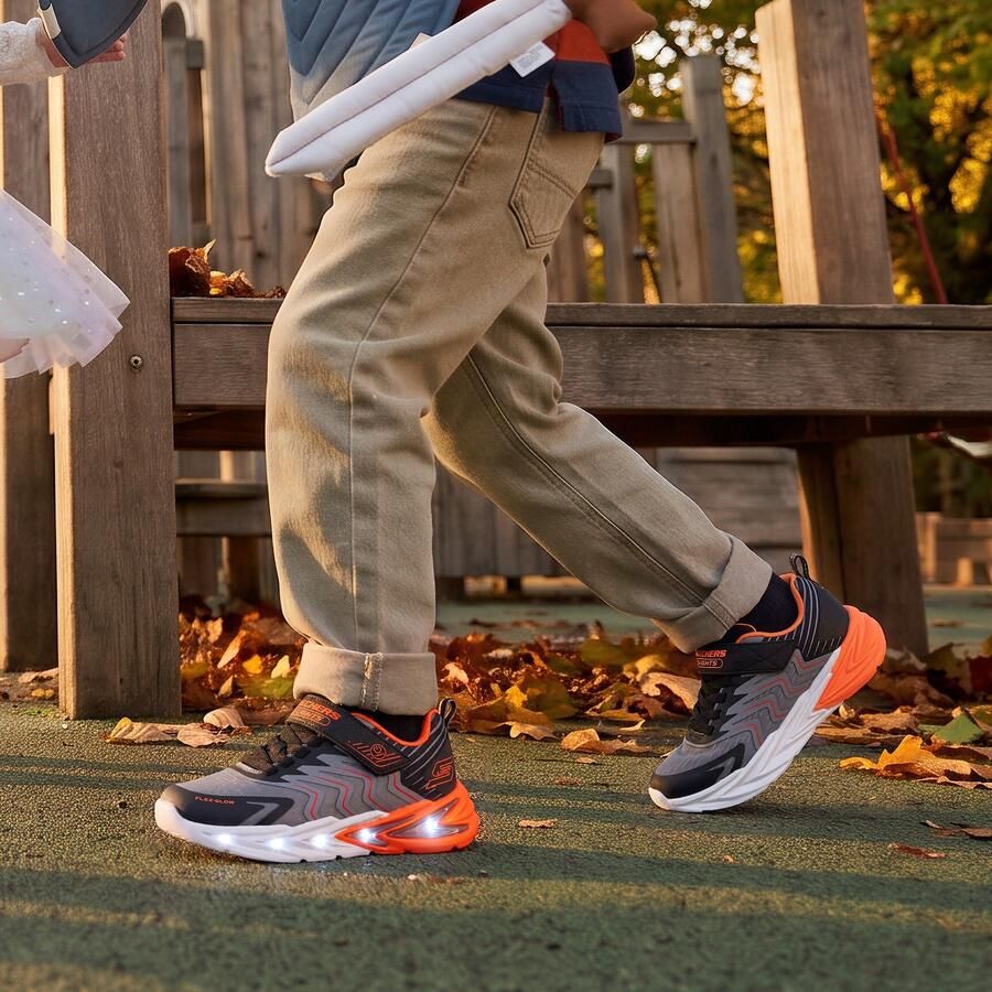 Skechers FLEX-GLOW ULTRA PRISM-PACER Jongens Veterschoenen Zwart Charcoal Rood - Foto 7
