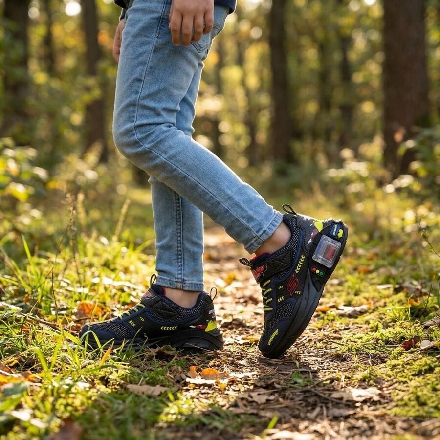 Skechers GARAGE Jongens Veterschoenen Zwart Donkerblauw Geel Rood