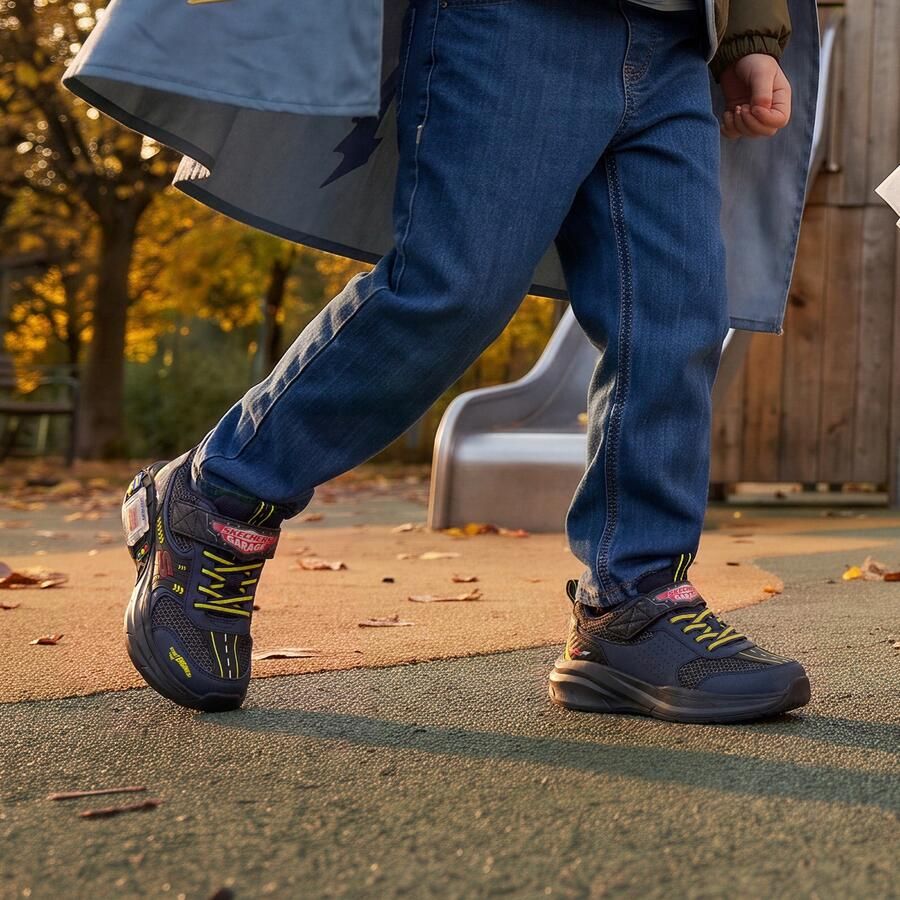 Skechers GARAGE Veterschoenen Zwart Donkerblauw Geel Rood - Foto 2