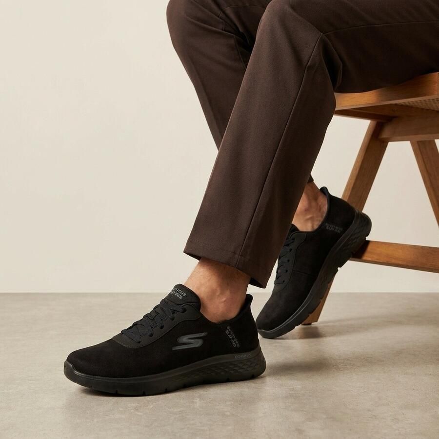 Skechers Slip-Ins: GO Walk Flex Smooth Motion 216326-BBK Mannen Zwart Sneakers