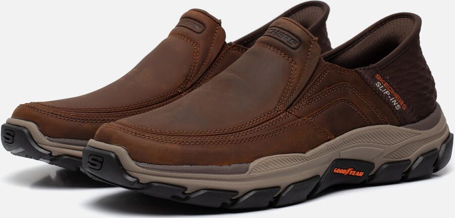 Skechers Bruin Leren Textiel Instapper met Comfortabel Voetbed Brown Heren - Foto 4