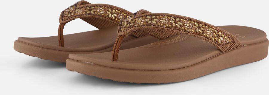 Skechers MEDITATION LUXE SUNNY GLOW Dames Slippers Mokka