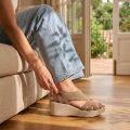 Skechers Parallel Lite Summer Invite sandalen met sleehak taupe - Bruin