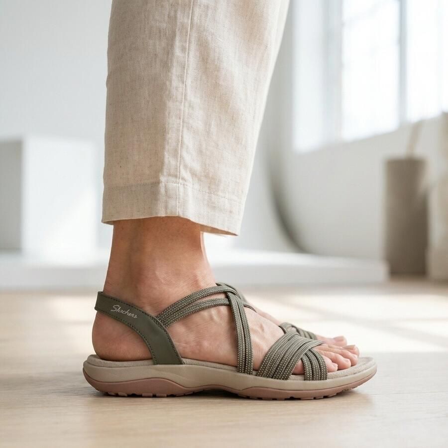Skechers Sandalen REGGAE SLIM TURN IT UP met elastische riempjes