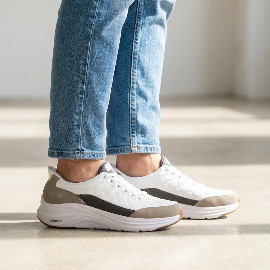Skechers Hands Free Slip-Ins Contour dames sneaker Beige wit