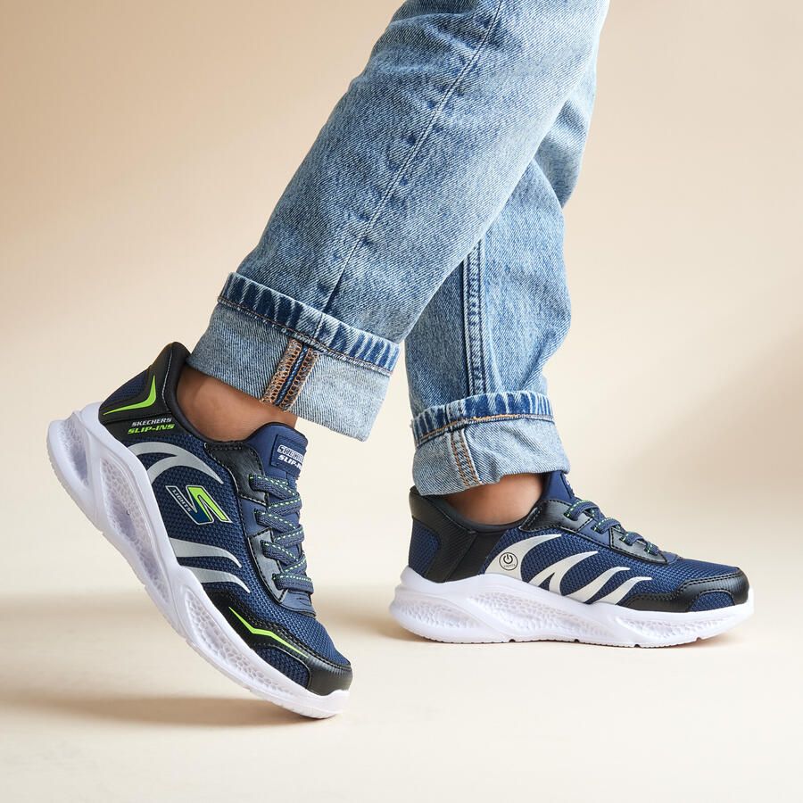 SKECHERS Sneakers 'METEOR-LGIHT-BRISK' navy grijs lichtgroen zwart