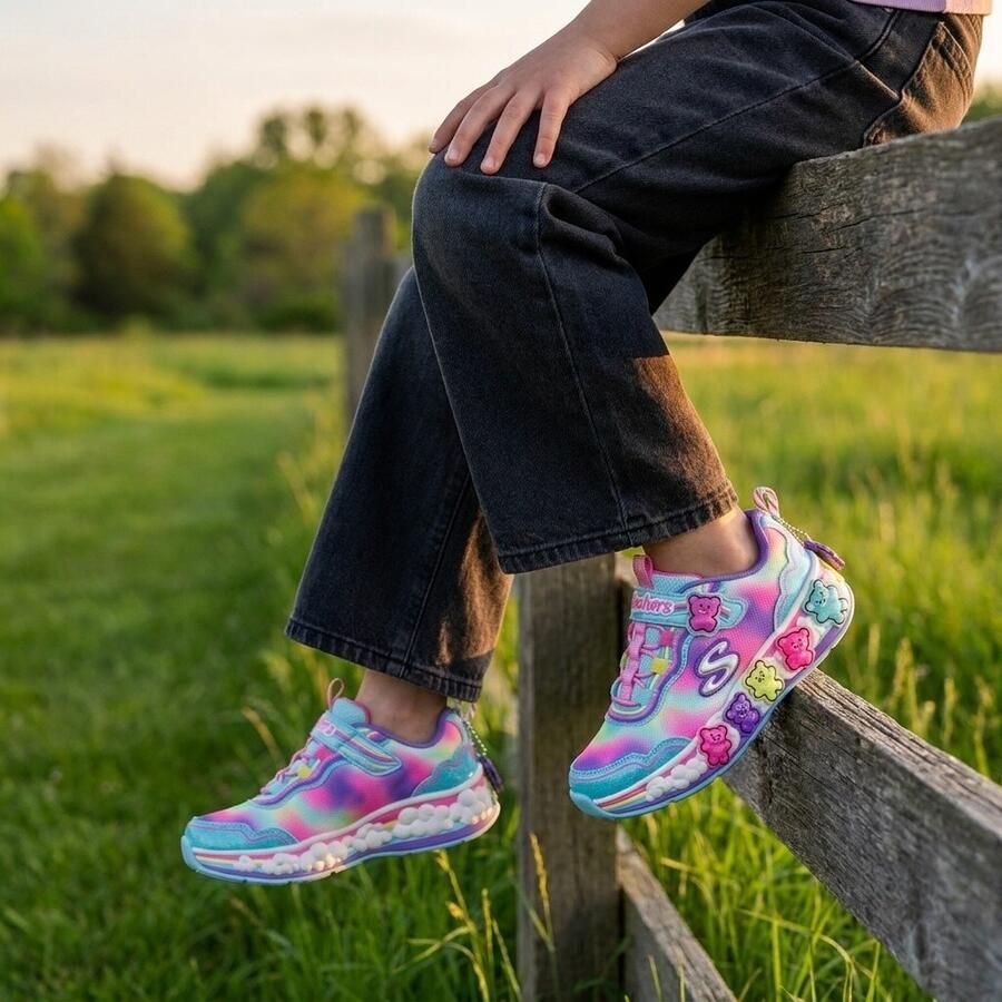 SKECHERS Sneakers 'GUMMY FRIENDS' lichtblauw geel lila lichtroze