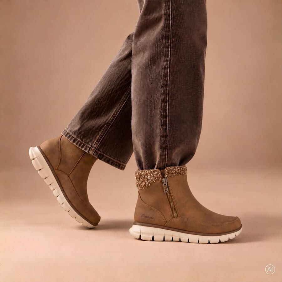 Skechers Lovely Collab Vegan Gebreide Enkellaars Brown Dames - Foto 6