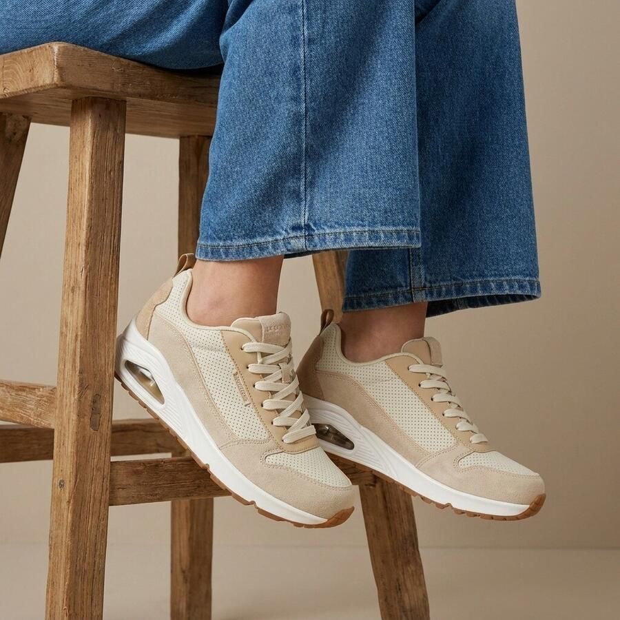 Skechers Uno Two Much Fun Dames Sneakers Taupe;Zand - Foto 4