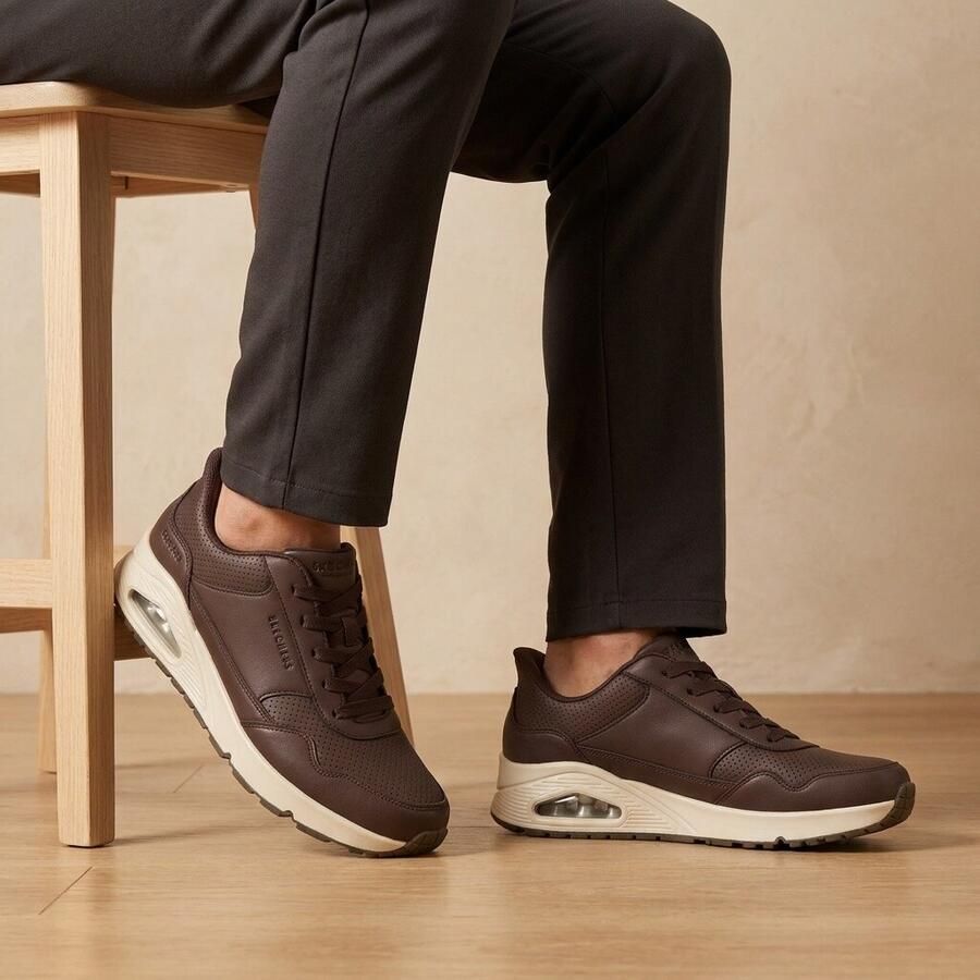 Skechers Slip-Ins: Uno Banksia Luxe Sneakers Laag Donkerbruin