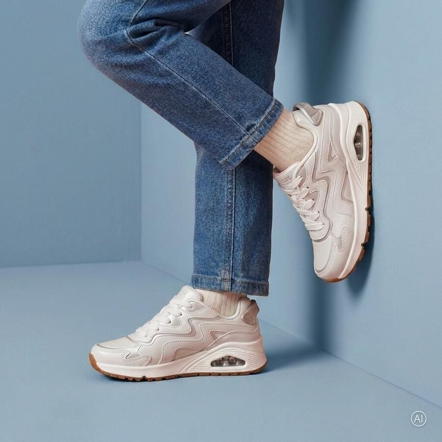 Skechers Uno Gen1 Wavy Shimmer Sneakers wit