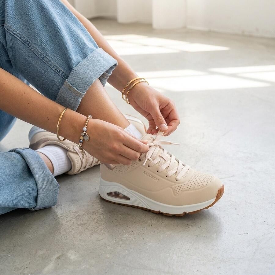 Skechers Sneakers UNO GOLDEN AIR Vrijetijdsschoen lage schoen veterschoen met metallic inzet