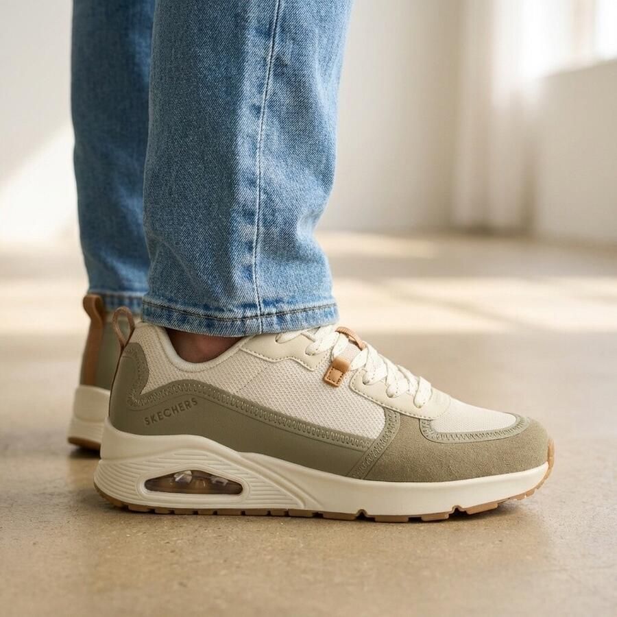Skechers Beige en olijfgroene sneaker met Air-Cooled Memoryfoam Beige Heren - Foto 2