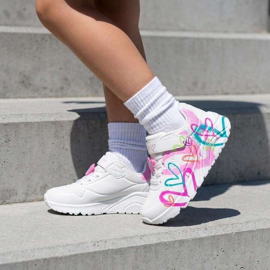 Skechers Uno Lite Graffiti Hearts wit Synthetisch Sneakers Dames