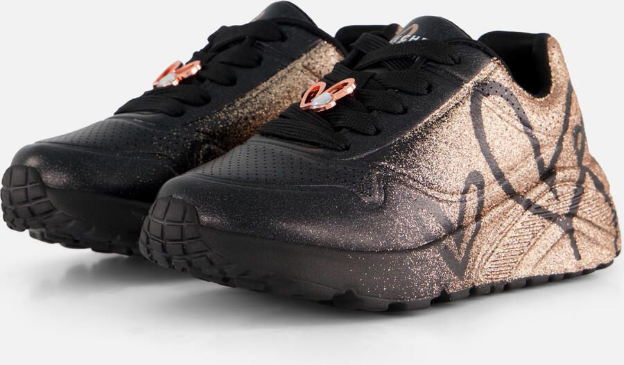 Skechers UNO LITE HEARTDUST FOREVER Meisjes Veterschoenen Zwart Rose Gold - Foto 4