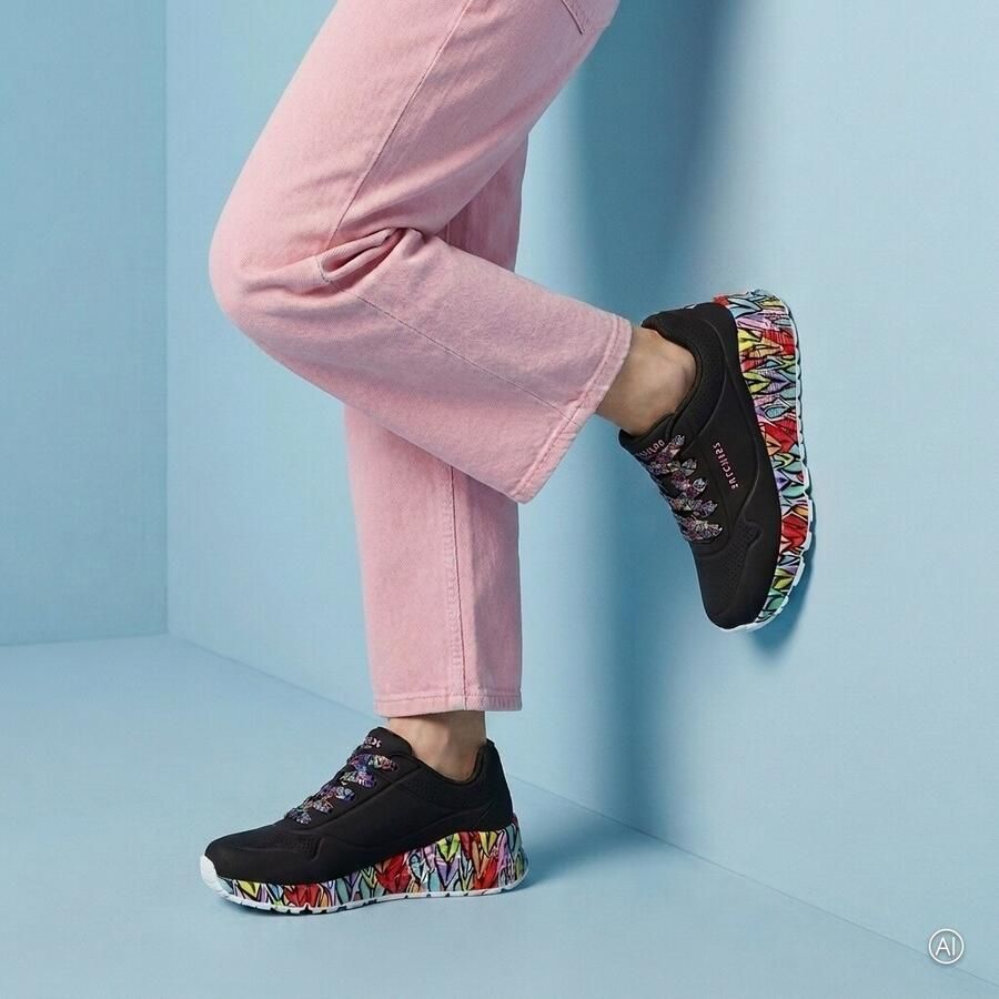 Skechers Uno Lite Sneakers zwart Synthetisch Dames
