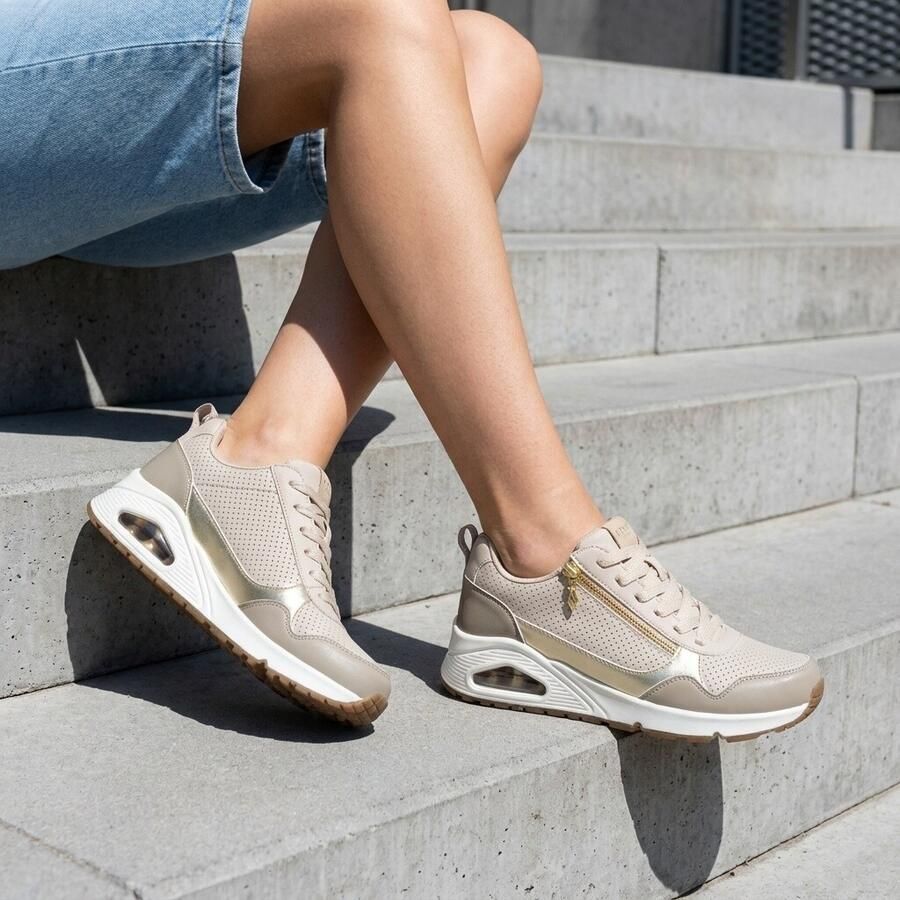 Skechers UNO- METALLIC SLIDERS Dames Sneakers Taupe - Foto 4