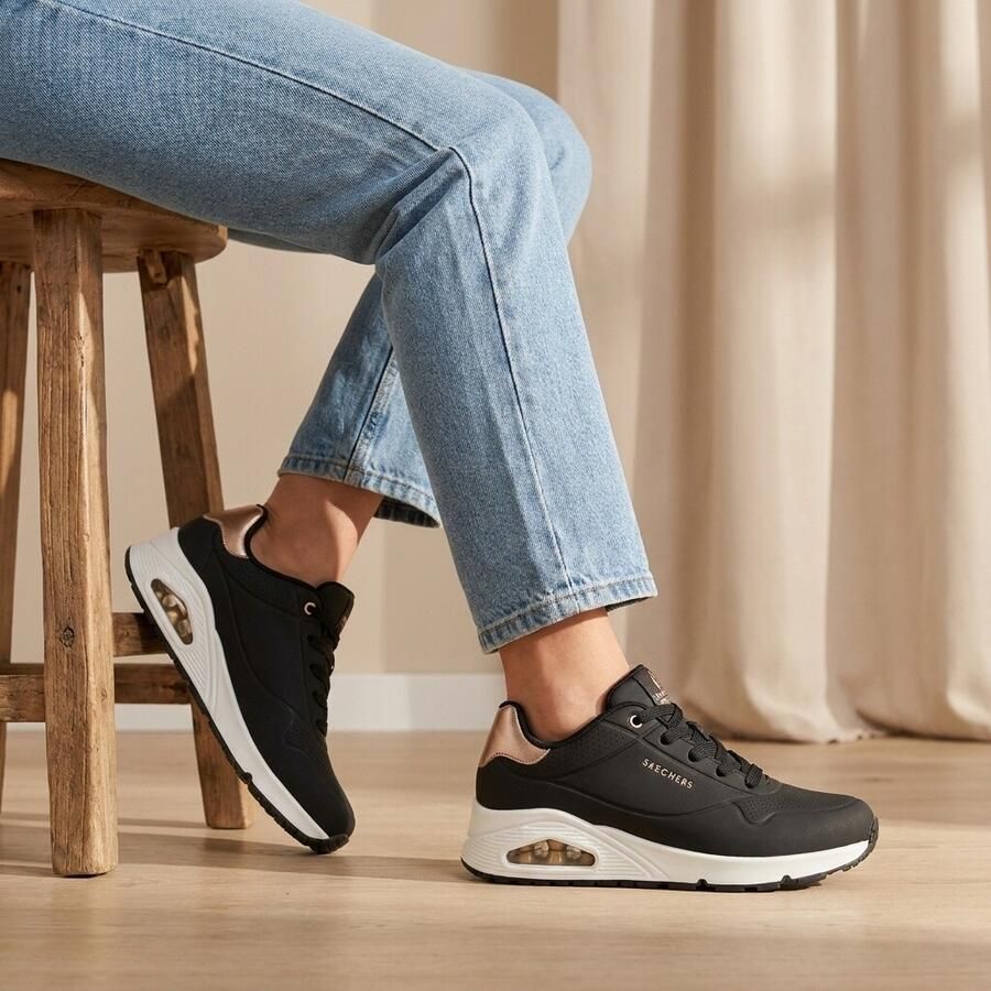 Skechers Sneakers UNO GOLDEN AIR Vrijetijdsschoen lage schoen veterschoen met metallic inzet - Foto 3