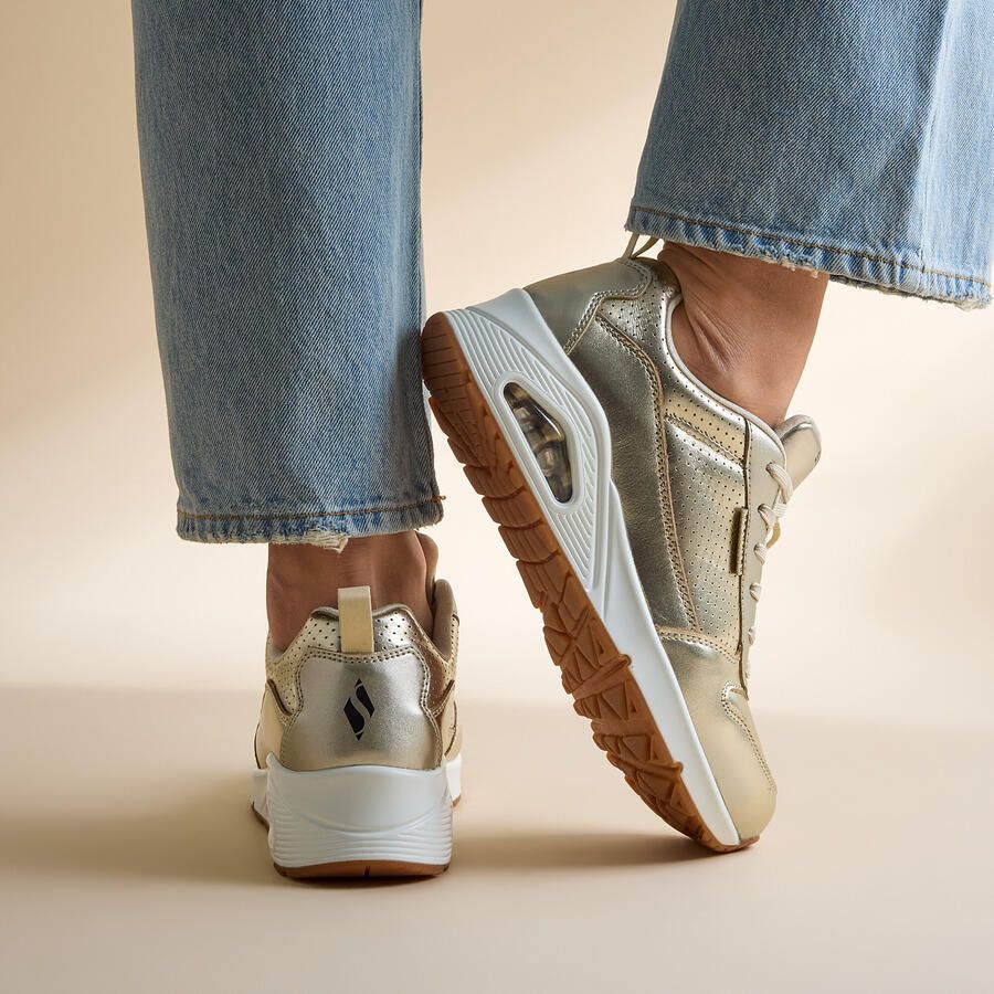 Skechers Sneakers Uno Metallixs Wedge sneakers plateausneakers veterschoenen met Skech-Air