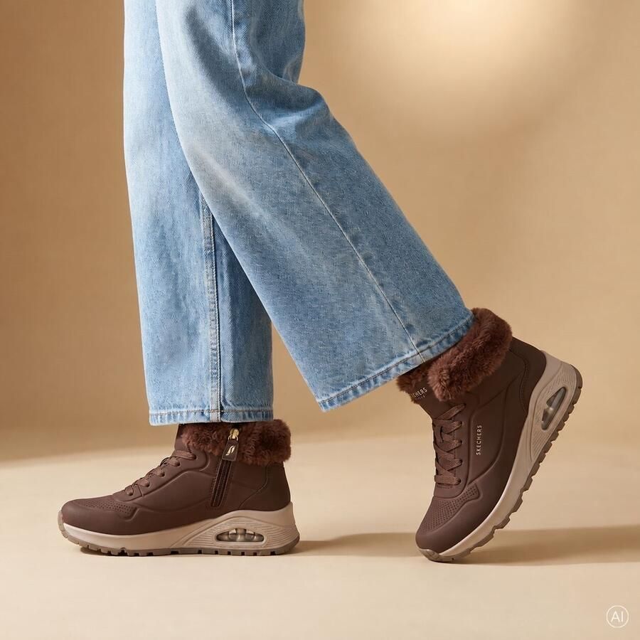 Skechers Uno Rugged Veterboots bruin Synthetisch