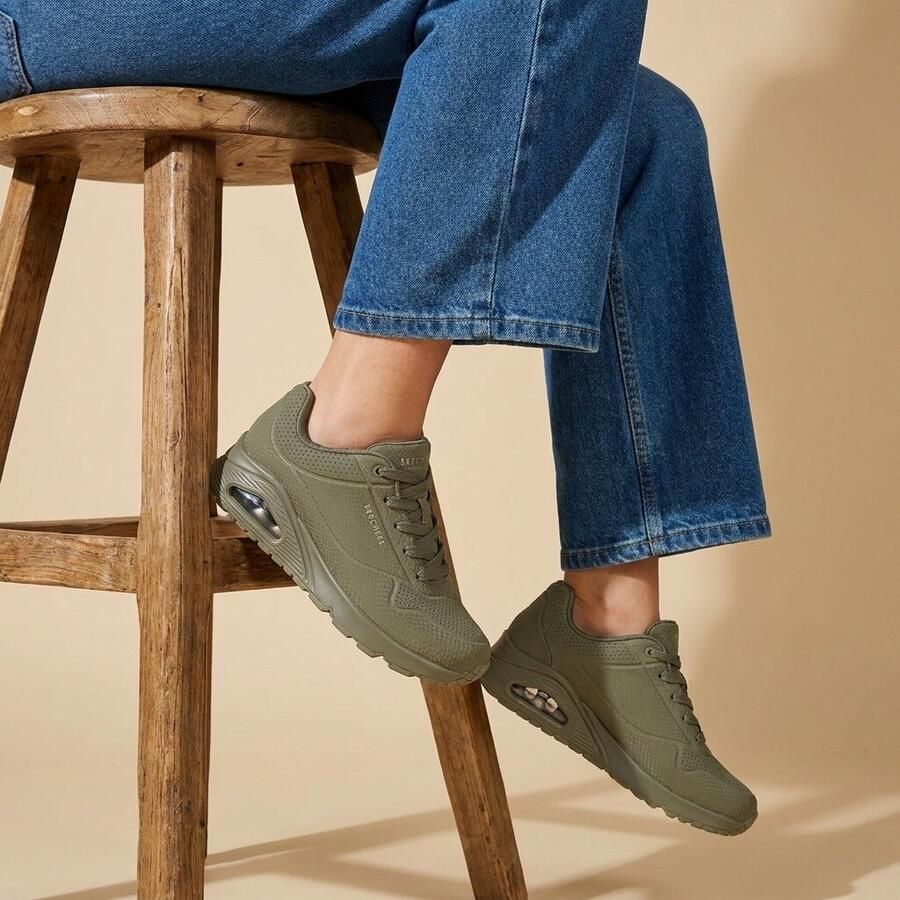 Skechers Uno Shiny Scale Sneakers groen Textiel Dames - Foto 2