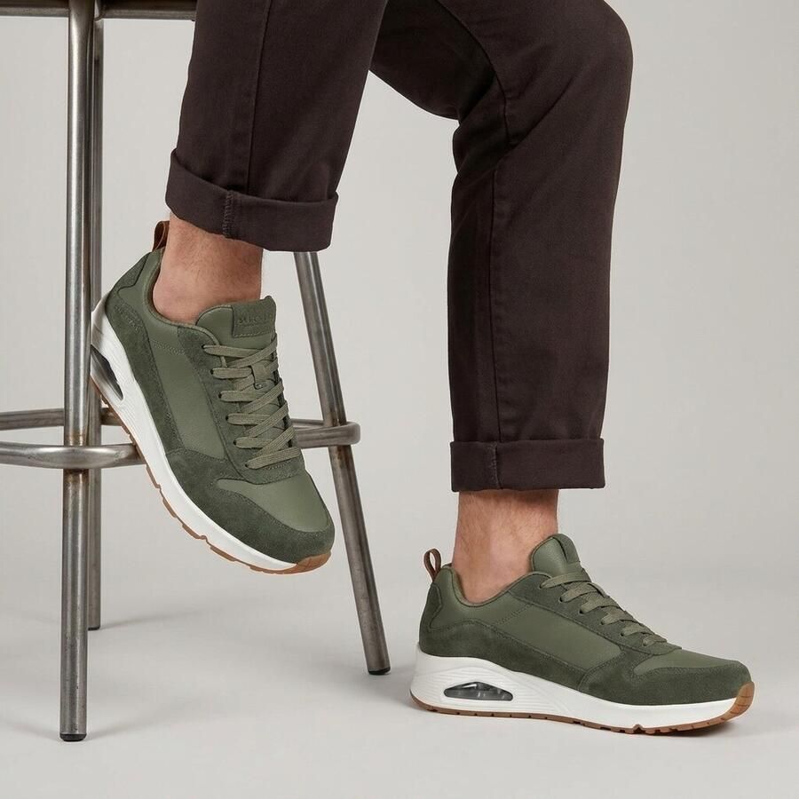 Skechers Uno Stacre Heren Sneakers Olijfgroen