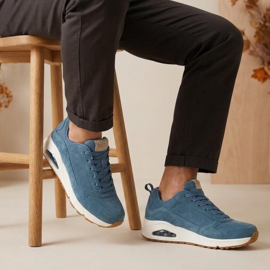 Skechers Uno Stand On Air sneakers blauw Suede Heren