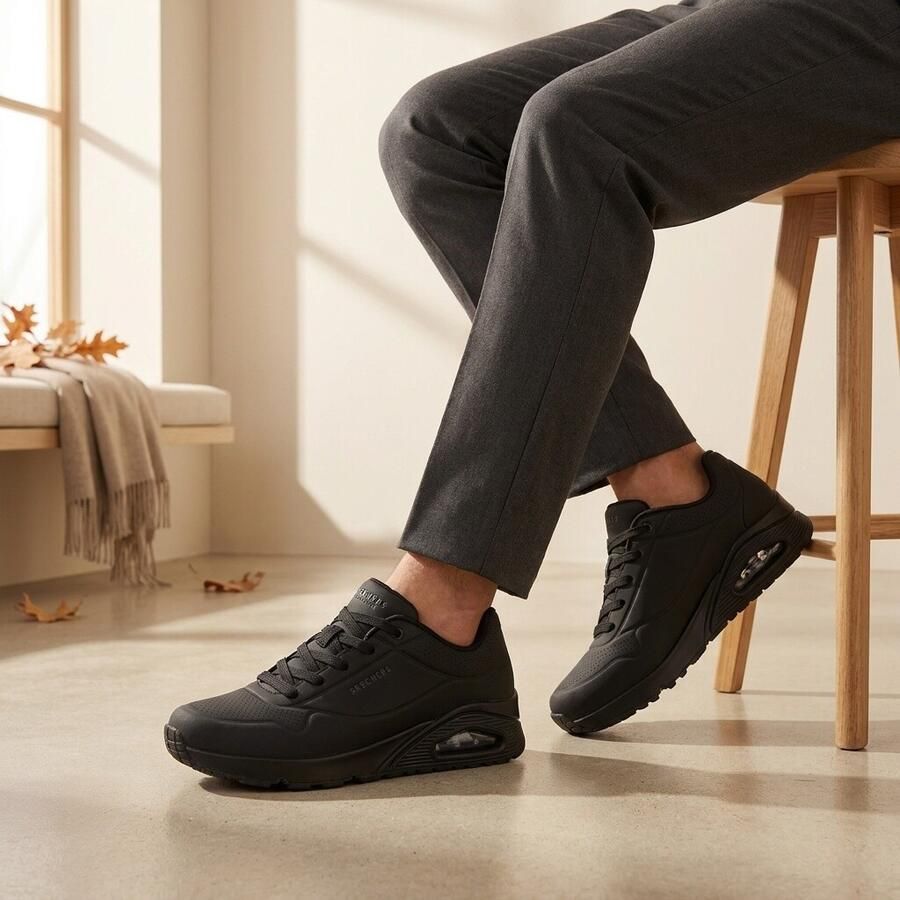 Skechers Sneakers met sleehak Uno Stand on Air Vrijetijdsschoen lage schoen veterschoen met fijne perforatie - Foto 14