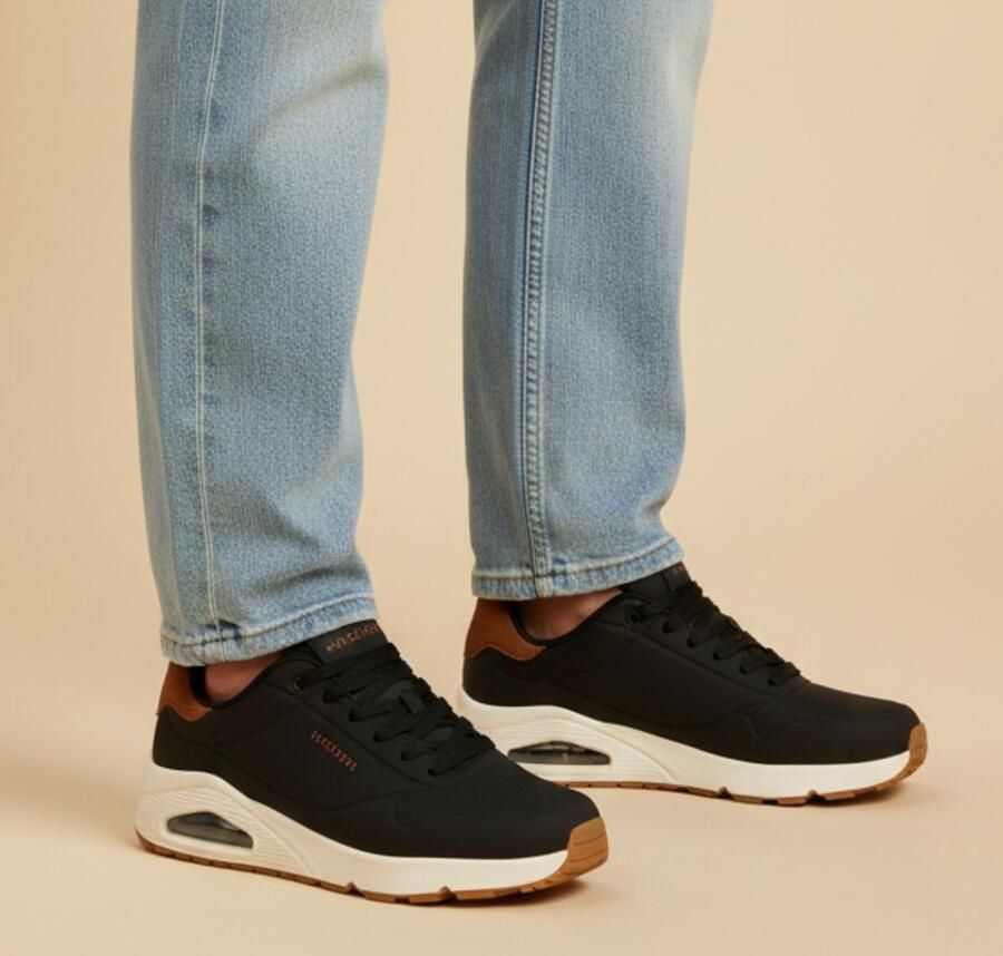 Skechers Air-Cooled Memory Foam Jogging Sneaker Black Heren