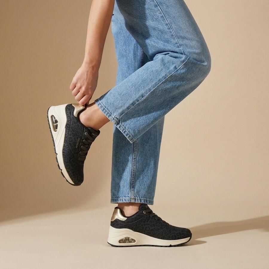 Skechers Uno Wedge Safari Daze Sneakers zwart