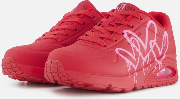 Skechers Uno Goldcrown Dripping Heart Sneaker Vrouwen Rood roze