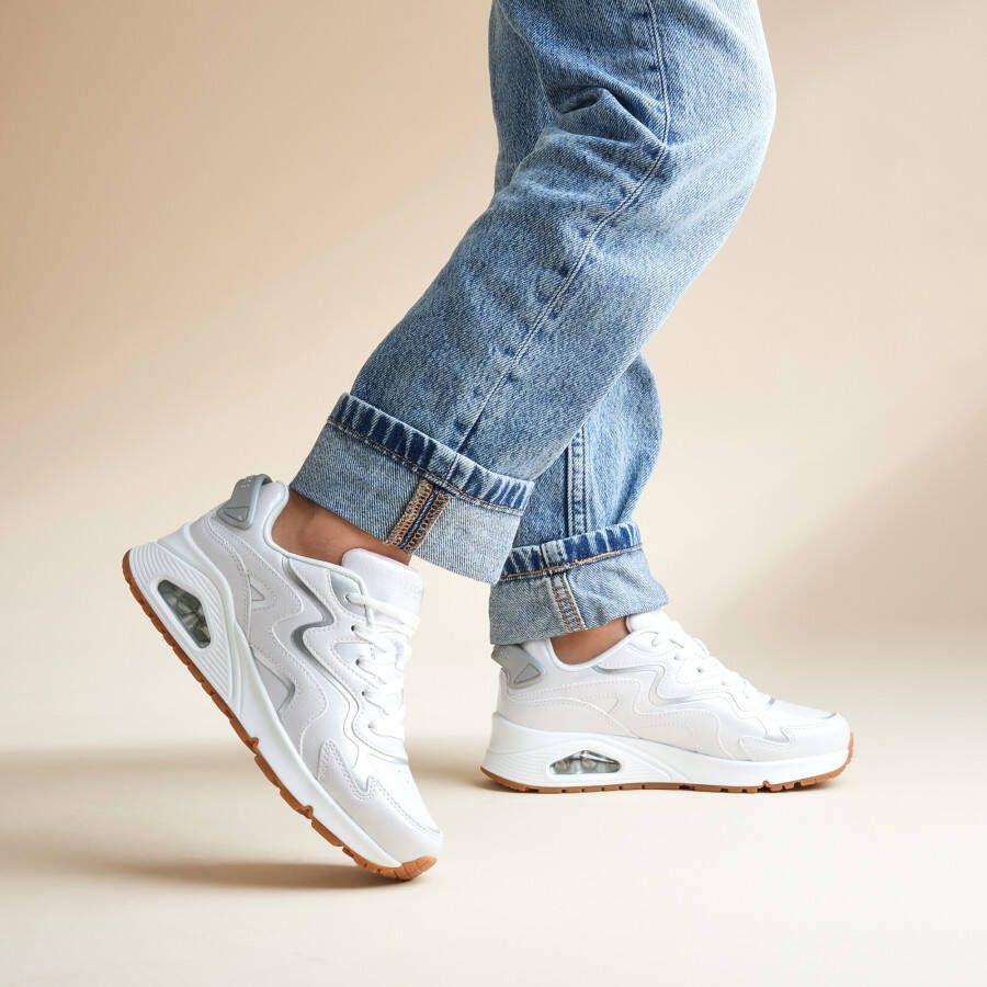 Skechers Uno Gen1-Wavy Shimmer Meisjes Sneakers Wit