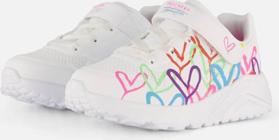 Skechers Uno Lite Love Court Classic Sneakers wit